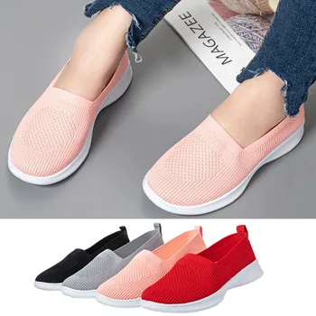 2021 Moda Casual Femei Vulcanizat Pantofi Ochiurilor De Plasă Respirabil De Tricotat Ciorap Alunecare Pe Adidași Apartamente Pantofi De Tenis Feminin De Sex Feminin