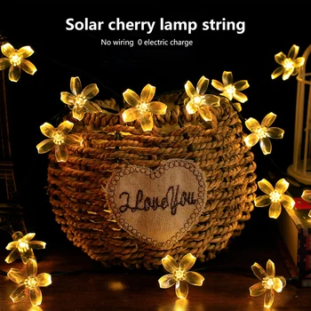 Solar Ghirlande de lumină 5m 7m Flori de Piersic Lampa Solara LED-uri de Putere Șir de Lumini de Basm 6V Grădină Crăciun Decor în aer liber
