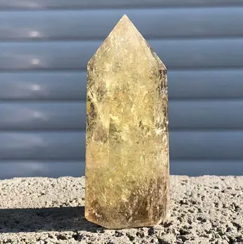Naturale citrin cristal de cuarț obelisc bagheta punct de vindecare