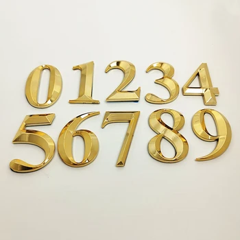 7CM 3D Aur autoadezive Ușa Semn de Număr Număr de Cifre Apartament Birou de Hotel Adresa de Stradă, Numărul Casei Autocolante Placa Semn