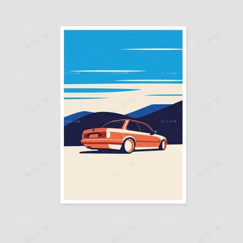 BMW E28 M3 E30 imprimate pe alb natural frumos panza pentru design, cadouri, mașini de artă, ilustrații, postere auto, de ziua parti