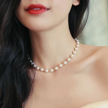Coreeană Fată Elegant Pearl Colier Ciucure Pentru Femei 2021 Petrecere de Nunta Neobișnuit Clavicula Lanț de Lux Cravată Accesorii