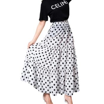 Moda All-potrivit Polka Dot Imprimare Plisata Fusta Midi Faldas Mujer Femei Chic la Mijlocul lunii vițel Talie Elastic Boem Fuste