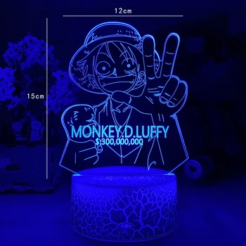 Noi Pirate Monkey D. Luffy Figura Copii Lumina de Noapte Led-uri Alimentat de la Baterie Senzor Tactil Veioza pentru Decor Acasă 3d Lampa Luffy