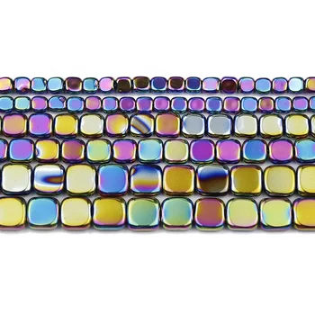 UPGFNK Multicolore Hematit Piatra Naturala 4/6/8mm Pătrat Plat Distanțiere Margele Vrac Pentru a Face Bijuterii Diy Brățară Accesorii