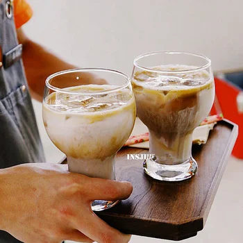 Stil European Cafea Sticla Creatie Desert cu Lapte de Gheață American Cup Simplu de Căldură-rezistente Izolate de Lapte, Bere Bea Cupa