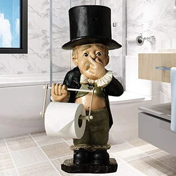 Toaletă Butler Cu Suportul Pentru Rola De Hârtie Ciupit Nasul Rășină Ornament Pentru Baie Figurine Simpatice Accesorii Home Decor Cameră