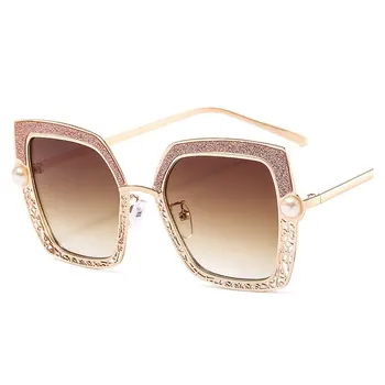HBK Metal Moda Pearl Gol ochelari de Soare pline de culoare Ambarcațiuni Doamnelor Modă de Lux Ochelari de Soare Personalizate Epocă Ochelari de UV400