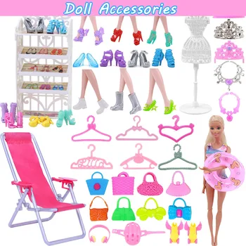 Transport Gratuit Barbie Accesorii Umerase Saci De Pantofi Mobilier Casă De Păpuși Pentru Barbie Haine Colac De Salvare Bijuterii Barbie Fete Jucărie