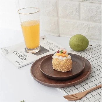 Japoneze Solida Rotunda Din Lemn De Nuc Pan Farfurie De Fructe Preparate Farfurie Tava De Ceai Desert Cină Pâine Placă Din Lemn