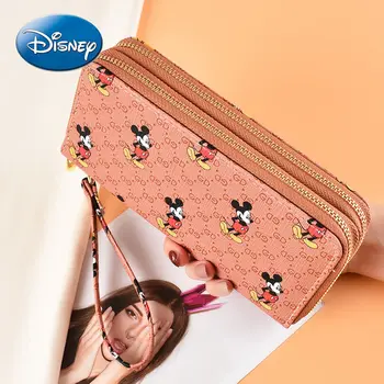 Disney Lung Portofel Cu Fermoar Dublu Multifuncțional De Mare Capacitate Telefon Mobil Sac De Mickey Mouse-Ul De Sex Feminin Sac