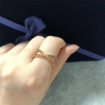 Yoiumit 2021 Design Unic Deschis Geometrice Cruce Inel Fashion Zircon Femei Ring Bling Pentru Femei Bijuterii