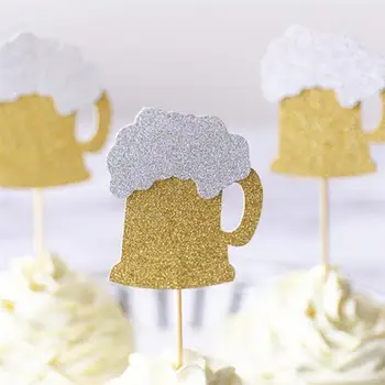 12PCS Flash de Aur Cupa de Bere Forma de Tort Toppers Strălucitoare Tort Ponturi Cupcake Decor Petrecere Consumabile pentru Nunta Aniversare a Festivalului