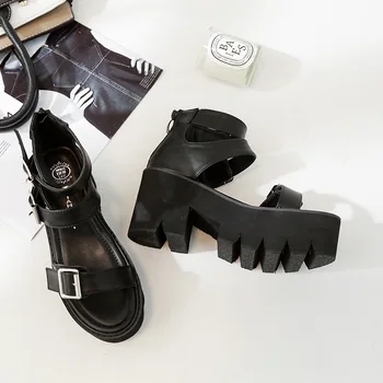 Glezna Curea Sandale De Vara Pentru Femei De Moda Sandale Platforma Pantofi De Înaltă Tocuri Groase Negru De Sex Feminin Partid Unic Pantofi