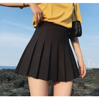 Solid De Culoare Moda Coreea Style De Înaltă Talie Elastic Fusta Mini Femei Fusta Plisata