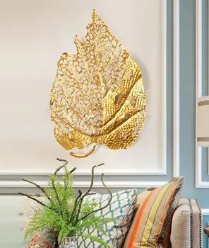 American din Fier Forjat, Frunze de Aur Agățat de Perete Meserii Perete Decor Acasă Living, Birou Pridvor 3D Perete Stciker Ornamente Murale