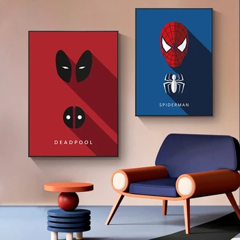 Supereroi Marvel Avengers Imprimare Panza de Pictura Camera Copiilor Murală Spider-Man, Iron Man Pictura Decorativa Cadou Jucarii