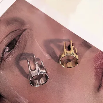 SRCOI Noua Moda Creative Mic Coroana Inel Simplu Neregulate Textura de Metal Deschide Degetul Arătător Ring Femei Temperament Bijuterii
