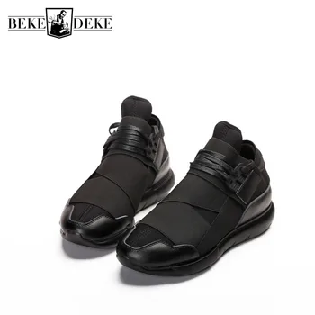 Casual Nou Pantofi De Primăvară Moda Barbati Din Piele Patchwork Talpă Groasă Formatori Încălțăminte În Aer Liber Respirabil Adidasi Negru