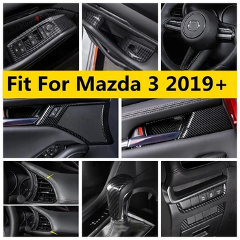 Fibra de Carbon de Interior Kit Pentru Mazda 3 Mai 2019 2021 Aer AC Vorbitor Volan Cutie de Viteze Panou Pilon Acoperă Accesoriile