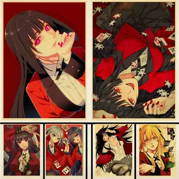 Kakegurui Retro Poster Anime Japonez Poster Decor Dormitor, Camera De Zi Kraft Hârtie Poster De Înaltă Calitate, Hârtie De Perete
