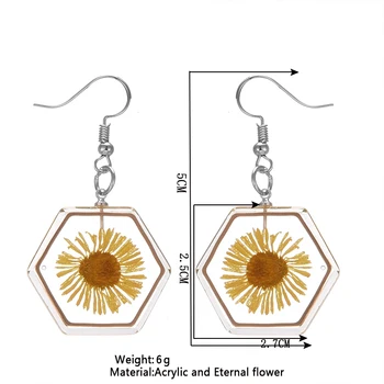 SONGDA Veșnică Floare Formă Geometrică Cercei Cu Veșnică Flori pentru Femei de Moda Retro Elegant de Bijuterii Pandantiv Cadou Brelocuri