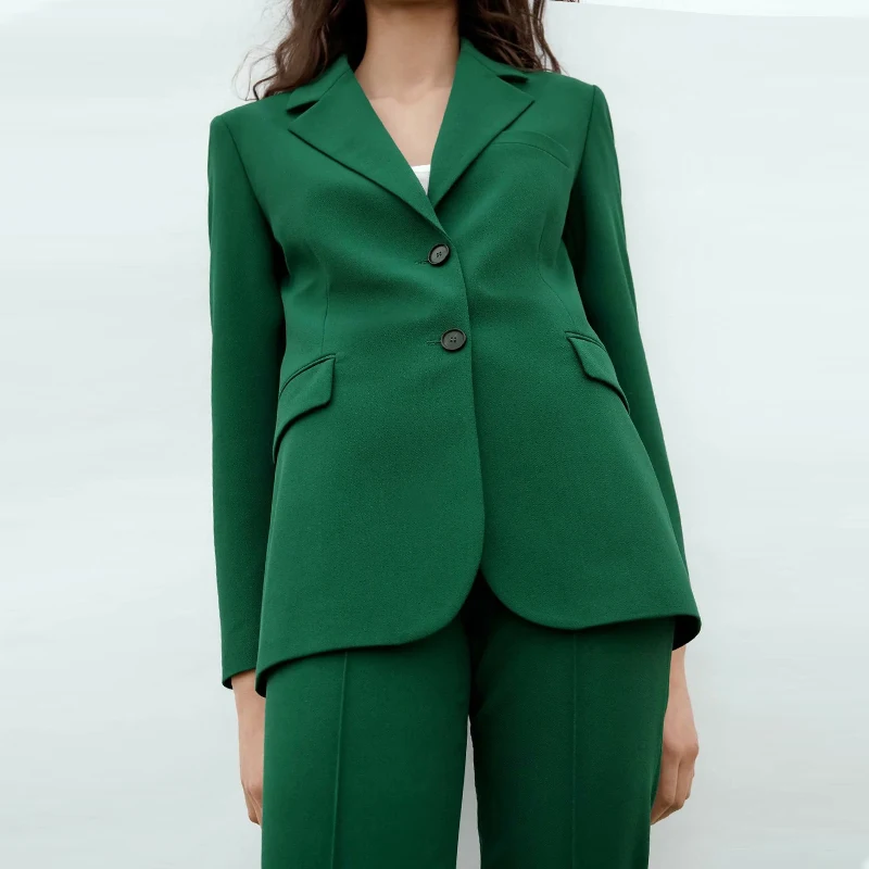 Za Office Costume pentru Femei de Moda simplu Slim chic elegant verde Costume de femei 2021 Primăvară Nouă stradă casual femei Costum de tineret
