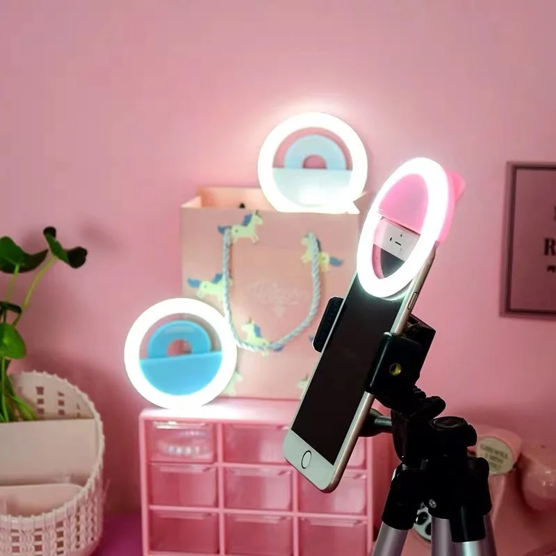 Portabil Selfie Lanterna Telefon Mobil Lumină Clip Selfie LED Flash Auto Pentru Telefon Mobil Smartphone Rotund Oglindă de Machiaj