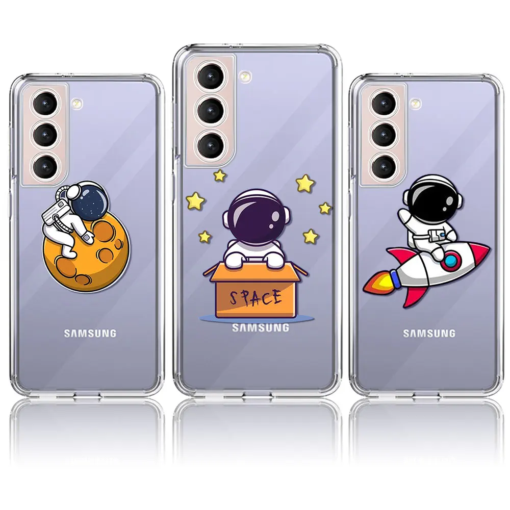 Silicon de Caz Pentru Samsung S21 Ultra S20 FE S8 S9 Plus 5G S10 Lite S10e S7 Telefon Capacul de Desene animate Drăguț Astronaut, Star Spațiu