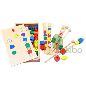 Montessori Educative Jucarii din Lemn pentru Copii de Colorat Forma de Stick Șirag de mărgele Set de Blocuri Jucarii de Lemn, Jucarii Pentru Copii de 1 2 3 Ani