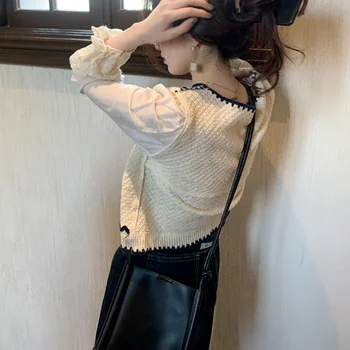 Tricouri Femei Broderie Vintage de Agrement V-gât Design Student de Moda Harakuju Kawaii Popular Retro Topuri coreeană Stil Feminin