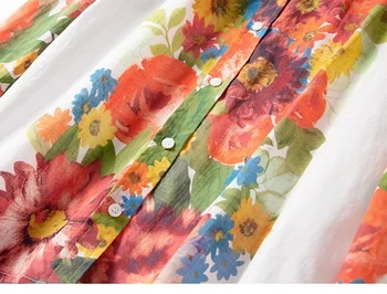2020 Nou Bluza Maneca Lunga Femei Flori Imprimate de Mătase și de Bumbac de Turn-down Guler Singur Pieptul Birou Doamnelor Cămașă și partea de Sus