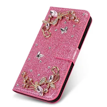 Diamant Flip din Piele de Caz Pentru Samsung Galaxy J8 J4 J6 A6 A7 A8 A9 2018 A30 A31 M10 M20 S9 S10 PLUS Slot pentru Card de Portofel Cazuri de Telefon