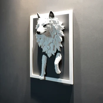 Lup 3D Sculptura Cap de Perete Decor Acasă Accesorii Decor Geometric Cap de Lup Abstract Rășină Sculptura Decor de Perete