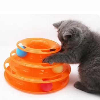 Trei Niveluri de animal de casă pisică jucărie Turn de Piese Disc pisica Inteligenta Distracții triple play disc jucării pisica minge de Formare Distracții placa