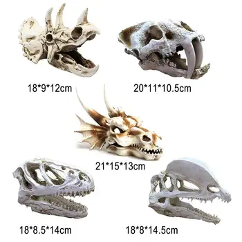 Acvariu Dinozaur Cap De Craniu Ornament Creative Rășină Schelet De Tyrannosaurus Figurina Pentru Decoratiuni De Halloween Sculptura Noi