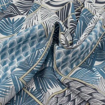 Rezumat frunze pe albastru Tencel tesatura de bumbac pentru rochie tissus coton imprimé cusut telas algodon estampadas ткань au mètre ț