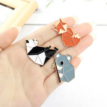 Creativ Origami Insigna de Desene animate Drăguț Iepure, Panda, Koala Fox Metal Emailat Broșă Moda Rever Rucsac Bijuterii Cadou Pentru copii