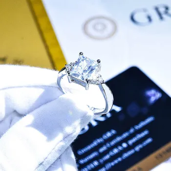 Noi Încrustat super-strălucire de Diamant Inel S925 Argint pur d culoare Mozambic diamant inel reglabil