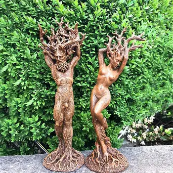 Pădure Zeita Masculin/Feminin Dumnezeu Statuie Rășină Ornamente Obiecte De Artizanat Copac Dumnezeu Statuie Podoabe Acasă Decoratiuni Pentru Gradina