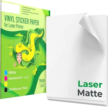 50 de Coli A4 de Vinil Autocolant de Hârtie pentru Imprimanta Laser Alb Mat autoadezive Autocolante, Etichete Impermeabil Decal Foaie de Hârtie