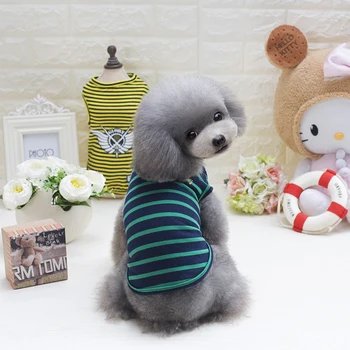 1buc Bumbac Câine de Companie Haine de Vară fără Mâneci Vesta cu Dungi Catelul Pisica Drăguț T-Shirt 3 Culori de Companie Accesoriu de Îmbrăcăminte
