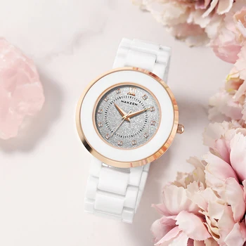 Ceramica Femei ceas încrustat cu diamante impermeabil Japonia cuarț circulație Doamnelor Brățară de lux, gresie cadran ceas de sex feminin SS1017