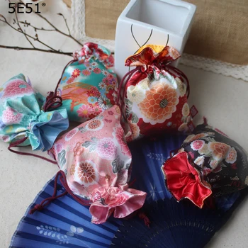 Stil japonez cărucior sac din poliester / flori pprinted 16*12cm /Multe Utilizări