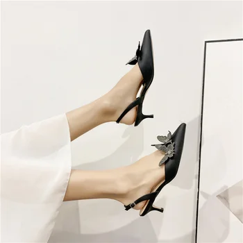 Femei De Lux, Sandale Elegante Nou 2021 Piele De Oaie Diamant Fluture Doamnelor Subliniat-Toe Pantofi Petrecere De Vara, Sandale Cu Tocuri Cui