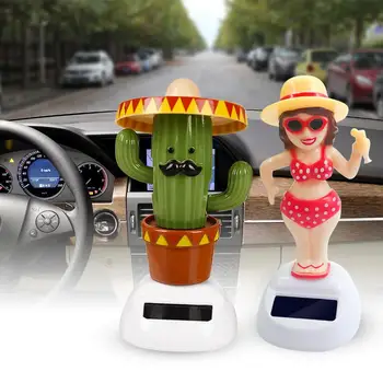 2019 Nou Elegant Solare Fata De Plaja Cactus Batante Automate Auto Interior Ornament Tablou De Bord Decor