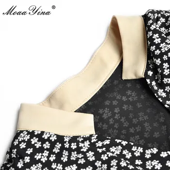 MoaaYina Designer de Moda de Vara Noua Rochie Midi Femei V-neck maneca Scurta imprimeu Floral Curea Elegantă Rochie de Petrecere