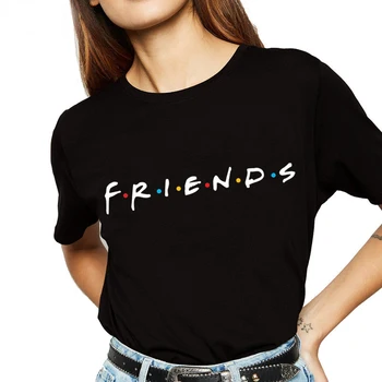 Vara Noua Moda Femei tricou Negru Prieteni Litere Tipărite Tricouri Unisex cei Mai buni Prieteni Fete Topuri cu Maneci Scurte Tee Doamnelor