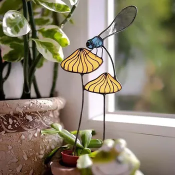 Pentru Exterior Decorative Colorate din Aliaj de Grădină Libelule Mizele de Plante Decor Artificial Libelula Fluturi în aer liber 3d Simulatio