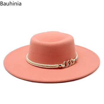 8.5 CM Margine Largă Simțit Pălărie Fedora Femei Bărbați de Lână Derby Pălării de Top Domn Elegant Lady Panama Pălărie Jazz de Nunta Formale Pălărie